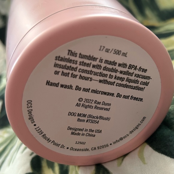 NWT Rae Dunn DOG MOM Pink Insulated Stainless Steel Tumbler Cup with Straw 17oz - Picture 6 of 6